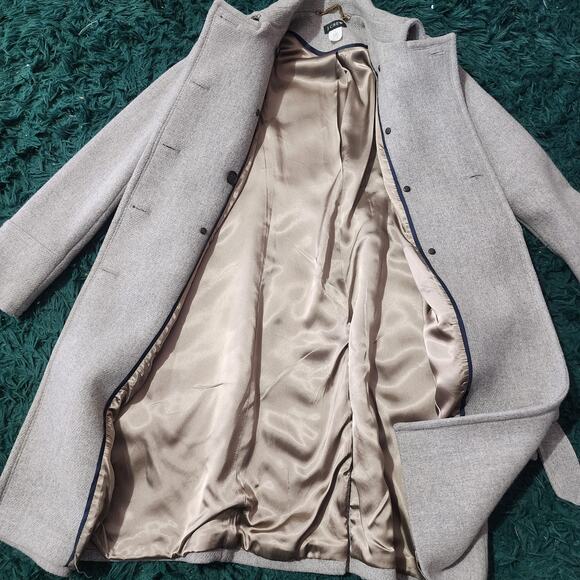 J.Crew Wool Blend Double-Breasted Coat Sz 2 – Gray Long Winter Jacket w/ Belt - Picture 9 of 11